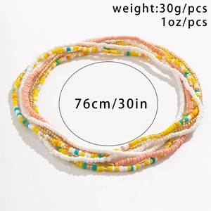 Detail van 76 cm kleurrijke meerlaagse kralen tailleketing met 30 g gewichtsspecificatie