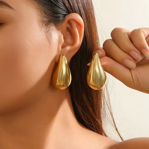 Minimalist Chunky Teardrop Stud Earrings For Women Gold Silver Plated Polished Geometric Waterdrop Earring Fashion Jewelry
