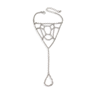 Bracciale ad anello gotico argento con ragnatela e catena regolabile stile punk