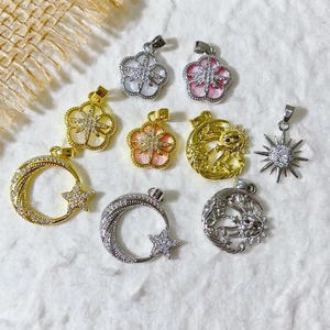 Vergulde Koperen Zirkonia Hangers Maan Ster Zon Bloem Vormen Voor DIY Ketting Armband Sieraden Maken Accessoires