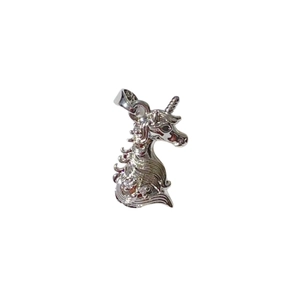 Silver unicorn pendant necklace with micro-paved zircons and intricate mane design