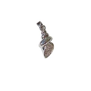 Silver marine conch shell pendant with sparkling zircon inlay for DIY jewelry crafting