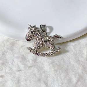 Sparkling rocking horse pendant with micro-paved zircons for DIY jewelry design
