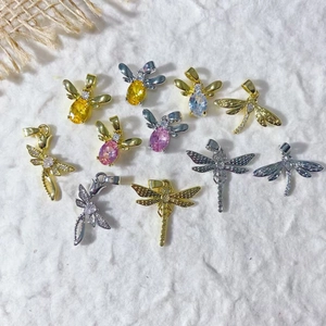 Exquise 18K Verguld Koper Zirconia Dierlijke Hangers Bij Libel Vorm DIY Sieraden Maken Accessoires Voor Vrouwen