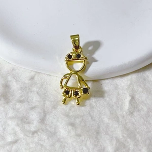 Zircon inlaid boy pendant in gold finish with black stones for DIY jewelry making