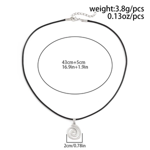 Detailed size guide of seashell swirl pendant with 43cm+5cm black cord chain