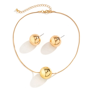 Golden punk snake chain necklace set with minimalist round geometric ball pendants