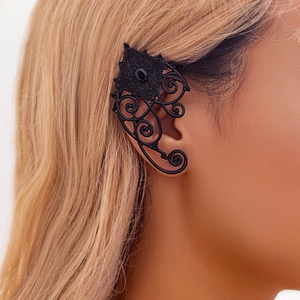 Orecchini Ear Cuff Elfici Gotici Lega Nera Vite Cava Con Perno in Acciaio Vintage Gioielli per Feste in Costume Halloween Donna