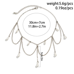 Detail view of gothic choker with dimensions and weight marking 5.6g for halloween jewelry