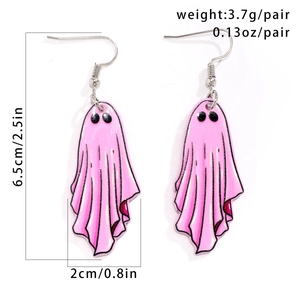 Pink ghost acrylic earrings with dimensions 6.5cm length and weight 3.7g for Halloween