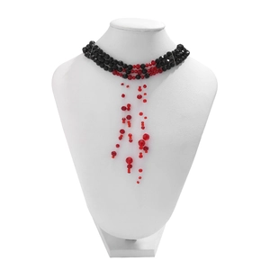 Gothic beaded choker with red crystal blood drip fringe for Halloween jewelry style