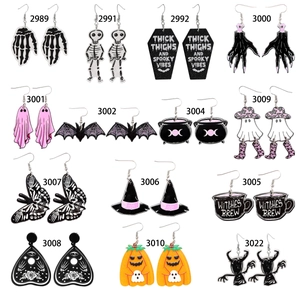 Halloween acrylic earring collection featuring ghosts, witches, and pumpkins set