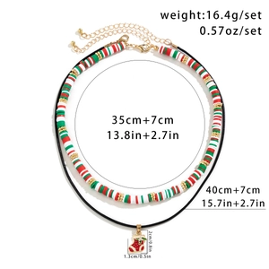 Detail of Christmas beaded choker and stocking pendant necklace with precise dimensions