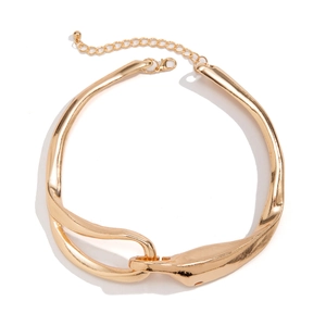 Collana girocollo stile punk in metallo liquido dorato con catena regolabile inclusa