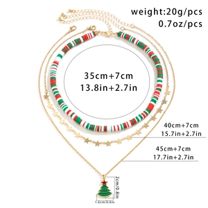 Size chart for 3-layer Christmas snowman choker with star and tree charms