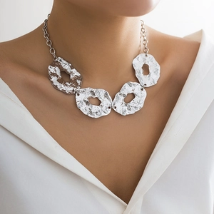 Irregular Hammered Metal Necklace Geometric Liquid Fluid Pendant Necklaces For Women Personalized Waist Chain Jewelry