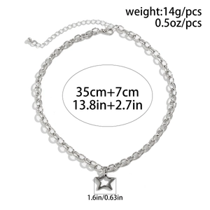 Detailed view of titanium steel star necklace with lobster clasp and adjustable chain