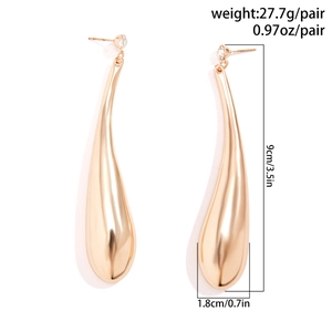 Boucles d'oreilles punk goutte d'eau or rose avec zircons, bijoux tendance de 9cm