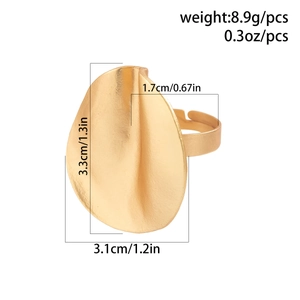Detailed size measurement of the irregular wrinkled matte gold flower ring with dimensions