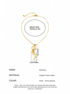 Especificaciones de tamaño del collar con colgante de metal líquido dorado
