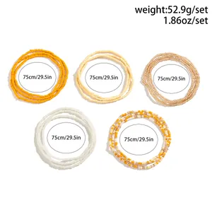 Guide des tailles pour ensemble de 5 chaînes de taille de 75cm avec détails de poids précis