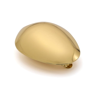 Irregular golden metal hairpin with organic pebble design and polished mirror finish