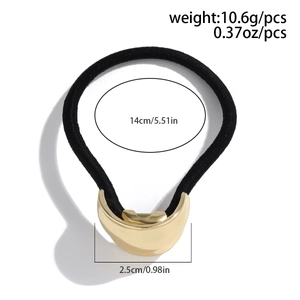 Detailed size specifications for gold crescent alloy hairpin and elastic hair tie