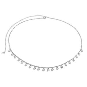 Cadena de cintura plateada con perlas y conchas para look de playa de verano