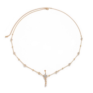 Cadena de cuerpo dorada minimalista con colgantes de cristal redondo y cadena de cintura