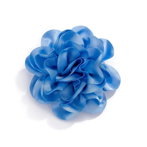 Exquisite royal blue satin fabric flower brooch and hair clip with layered petals