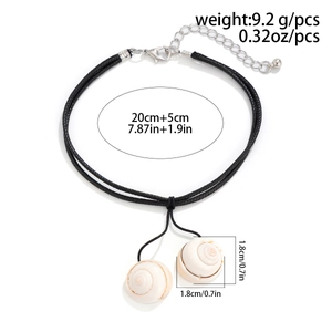 Detail showing shell pendant size 1.8cm on 20cm woven cord necklace with 5cm extension