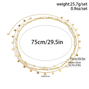 Multi-layer beach waist chain with white beads and gold sequins for women body jewelry