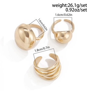 Detailed specs showing weights and sizes for this 3-piece gold lava ring set