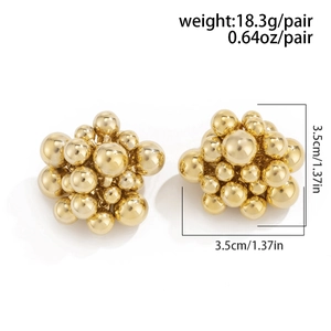 Detailed view of gold cluster earrings showing 3.5cm size and 18.3g weight specs