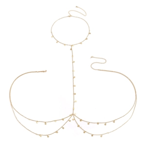 Sexy multi-layer gold body chain with delicate star pendants for beach bikini wear