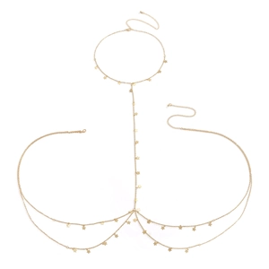 Sexy multi-layer gold star body chain bikini necklace with star tassels jewelry