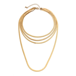 Chic multi-layered gold snake chain necklace with four tiers and lobster clasp