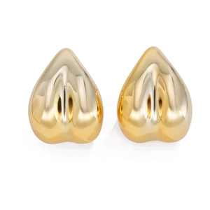 Boucles d'oreilles gouttes en métal doré poli au design géométrique et minimaliste chic