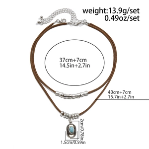 Detail van de turquoise cactus ketting set met afmetingen en gewichtsspecificaties