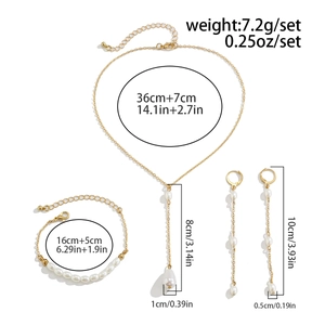 Spécifications de taille pour l'ensemble bijoux dorés avec perles et chaînes