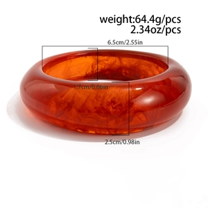 Detail view of resin bangle dimensions showing diameter and thickness for a chunky look