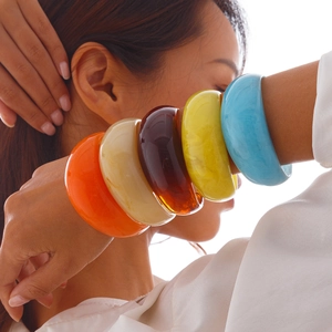 Chunky Resin Bangle Bracelet Irregular Acrylic Cuff Bangle Fashion Retro Wide Wristband For Women Daily Party Jewelry