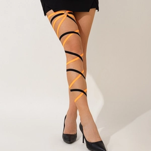 Sexy black and orange elastic leg chain with metal ring for trendy women styling