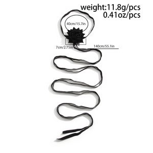 Sexy black fabric rose choker necklace with 140cm long ribbon tie for women