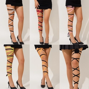 Sexy Elastic Leg Chain Thigh Ring For Women Gothic Punk Rose Decoration Leg Wrap Cross Straps Body Jewelry Accessory