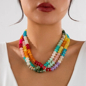 Regenbogen Acrylperlen Halskette Für Damen Süßer Dopamin Stil Unregelmäßige Bunte Perlen Legierung Verschluss Choker Schmuck Geschenk