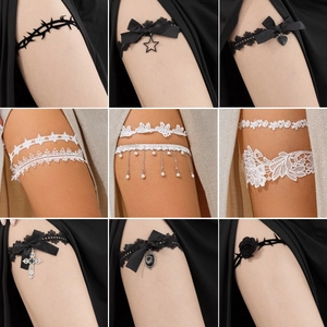 Gothic Elastisch Spitze Strumpfband Beinring Für Damen Mit Kreuz Herz Stern Anhänger Mode Sexy Gurtband Quaste Schenkelkette Schmuck