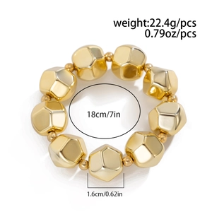 Pulsera dorada de CCB exagerada con grandes cuentas geométricas facetadas para mujer