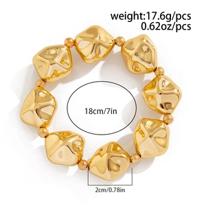 Pulsera de cuentas CCB doradas irregulares para mujer con esferas geométricas