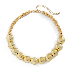 Collier ras du cou doré style punk avec billes graduées et fermoir mousqueton réglable